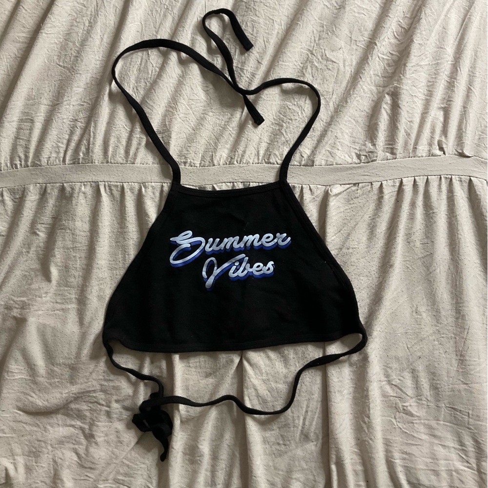 Black Graphic Halter Crop Top | Forever 21